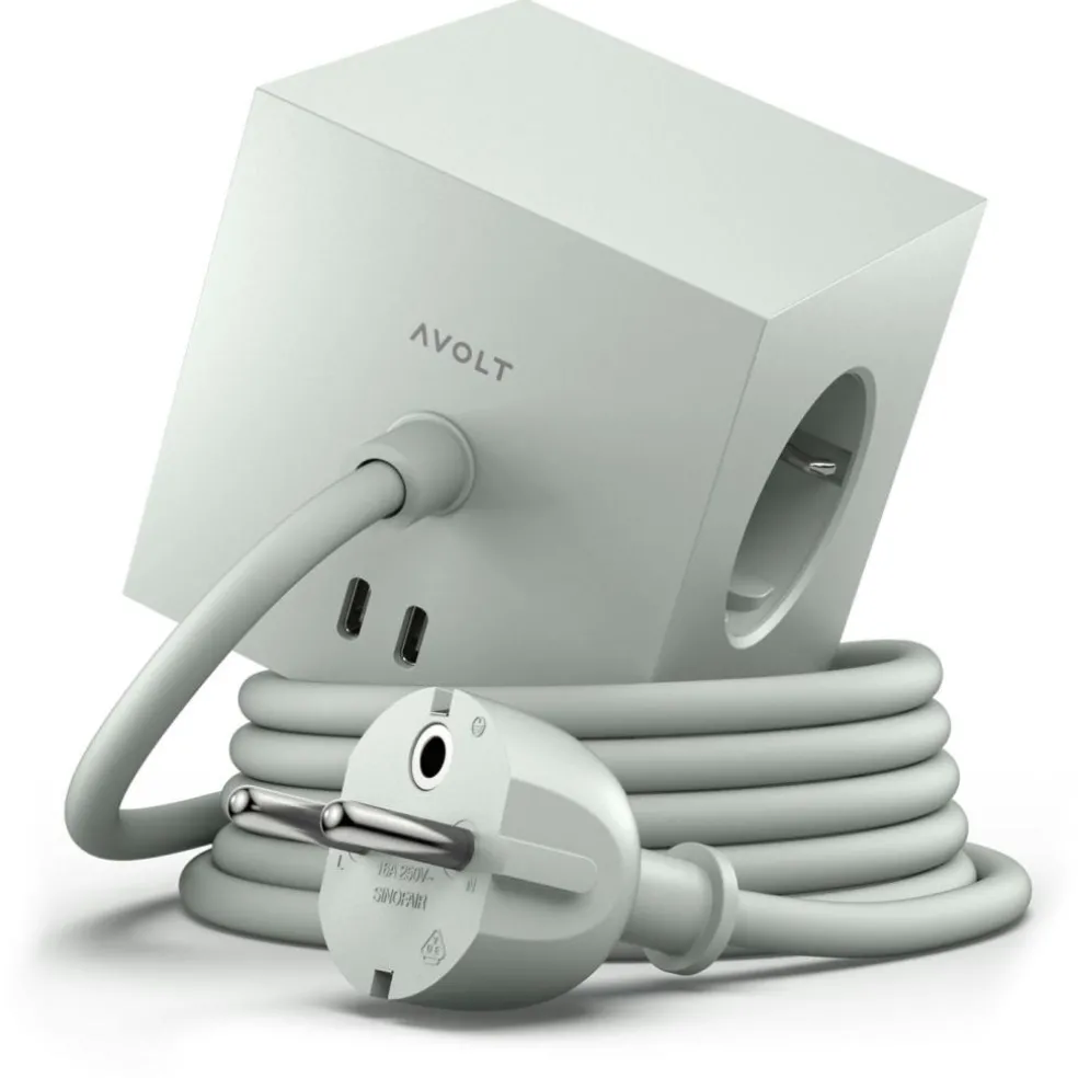 Square 1 Extension Cord With USB-C / Magnet 1,8 m, Stockholm Black