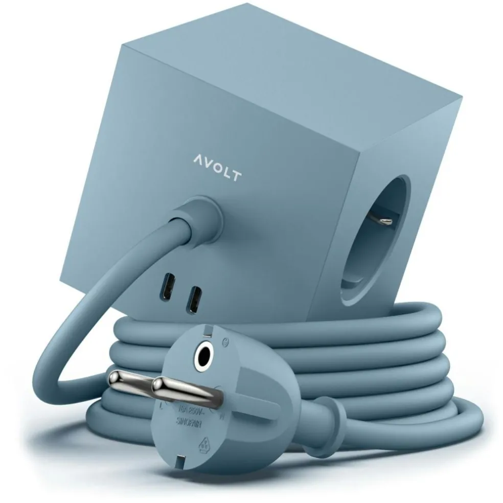 Square 1 Extension Cord With USB-C / Magnet 1,8 m, Stockholm Black