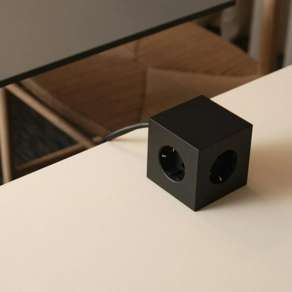 Square 1 Extension Cord With USB-C / Magnet 1,8 m, Stockholm Black