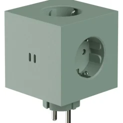 Square 2 Socket Extender With USB-C / Magnet, Oak Green
