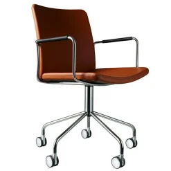 Stella Armchair On Wheels, Brown Leather