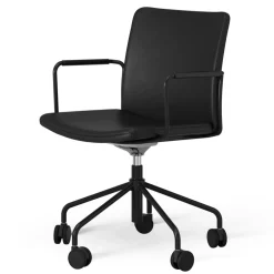 Stella Chair With Wheel Adjustable , Chrome / Dark Brown