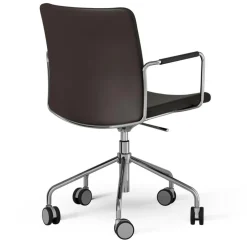 Stella Chair With Wheel Adjustable , Chrome / Dark Brown