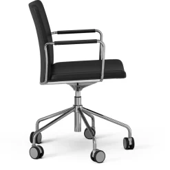 Stella Chair With Wheel Adjustable , Chrome / Dark Brown