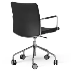 Stella Chair With Wheel Adjustable , Chrome / Dark Brown