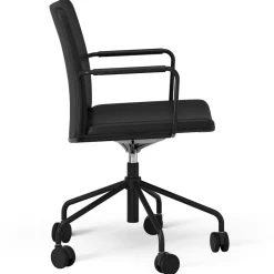 Stella Chair With Wheel Adjustable , Chrome / Dark Brown