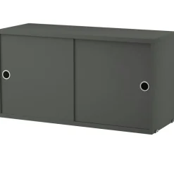 String Cabinet With Sliding Doors 30x78 cm, Black