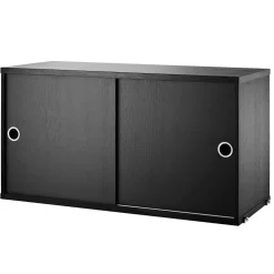 String Cabinet With Sliding Doors 30x78 cm, Black