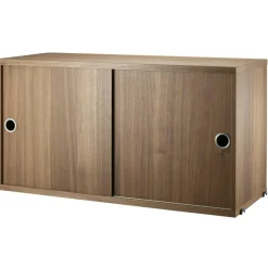 String Cabinet With Sliding Doors 30x78 cm, Black
