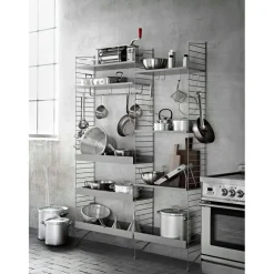 String Shelf With Low Edge Metal 30x58 cm, White