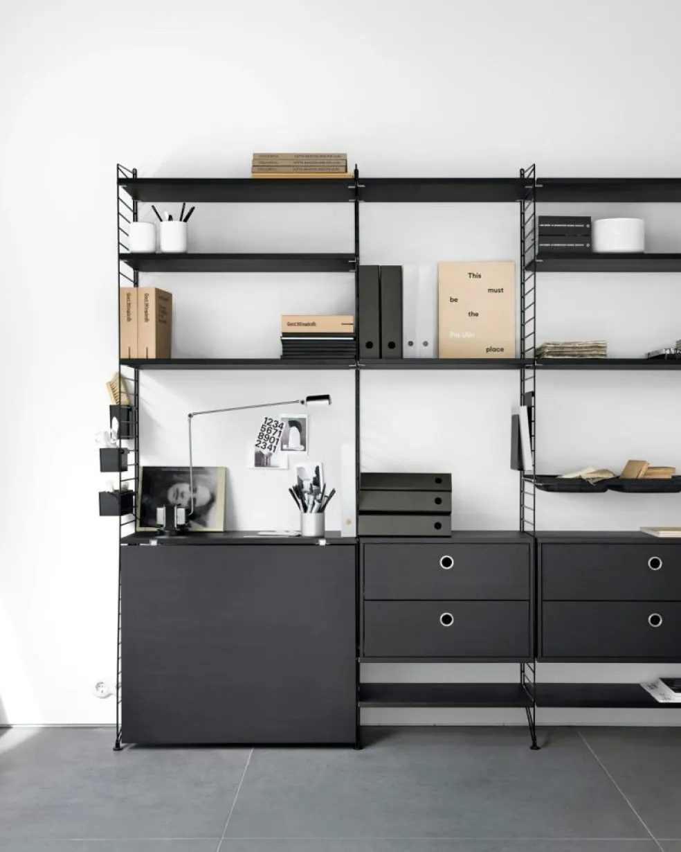 String Shelves 3-pack 58x20 cm, Black Ash