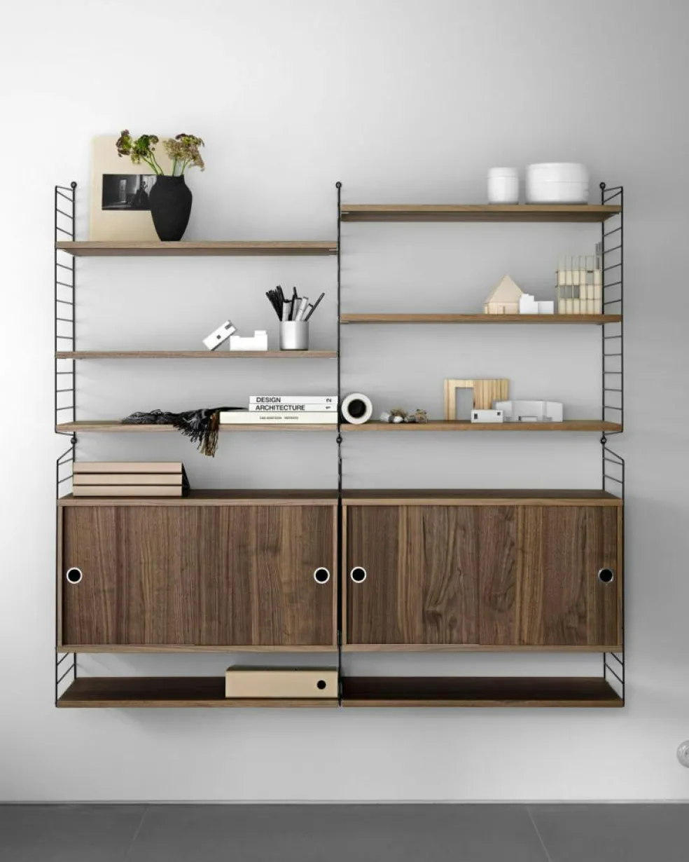 String Shelves 3-pack 58x20 cm, Black Ash