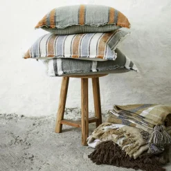 Striped Cushion Cover 50x50 cm, Grey/White