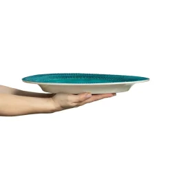 Stripes Platter 35x30 cm, Light blue