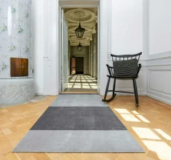 Stripes Rug Steel Grey / Light Grey, 90x200 cm