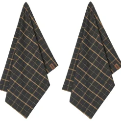 Tea Towel 2-pack, Brown Plaid
