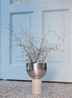 TORUS flowerpot Silver/Taupe 17xH23cm