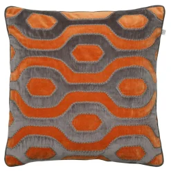 Varanasi Velvet Cushion Cover 50x50cm, Orange/ Grå