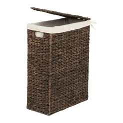 Water Hyacinth Fishbone Rectangular Laundry Basket, Brown