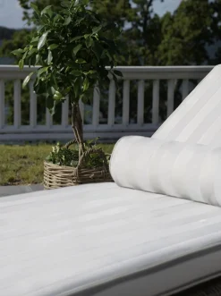 Wide Stripe Sunbed Cushion 60x186 cm, White